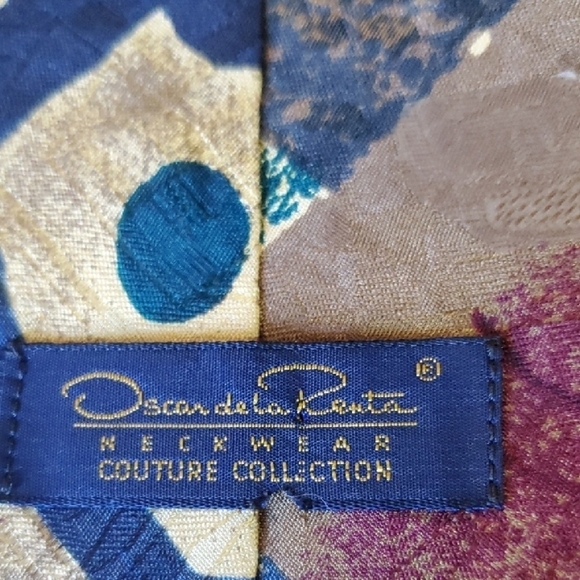 Oscar de la Renta Purple and Gold Artistic Tie - Picture 2 of 4